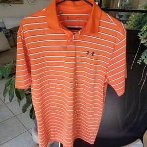 Under Armour Men's Orange Striped Polo Shirt